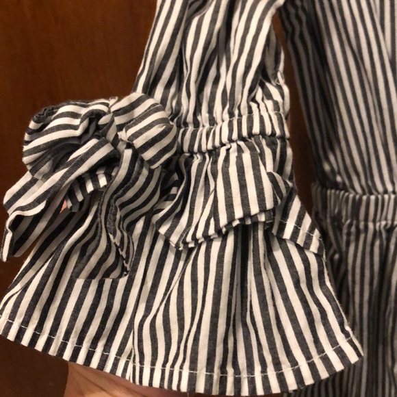 Striped dress with bow detail on 3 quarter sleeves - Picture 3 of 4